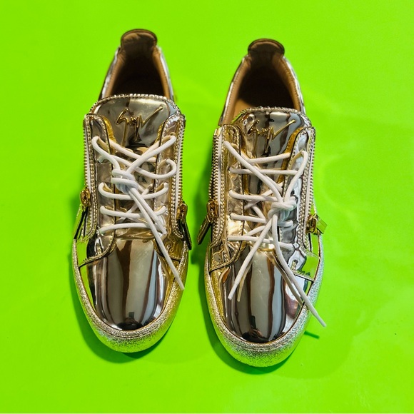 Giuseppe Zanotti Metallic Gold Low Top Men’s Sneakers Size 42 - Picture 2 of 7